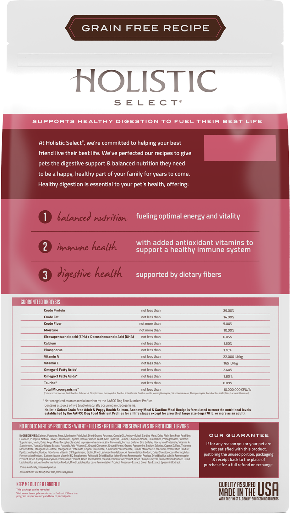 Grain Free Adult & Puppy Health Salmon Anchovy & Sardine Meal Recipe product packaging image 2